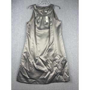 LOFT Dress Womens 14 Metallic Gray Beaded Sequin Dress Sleeveless Short NWT $129